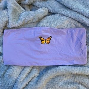 lavender butterfly tube top